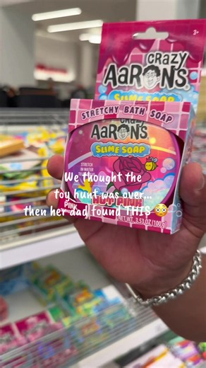 We thought our Chicago toy hunt was over… and then Isabella’s dad found Crazy Aaron’s Slime Soap downstairs. 😳🫧 I had NEVER seen these before and they had so many different ones to choose from! Of course we immediately FaceTimed Isabella so she could pick which one she wanted because apparently even when she’s not physically toy hunting with us… she’s still in charge. 😂💕 And somehow Isaiah got lucky too because we found the cutest little car right there for only $3. 🥹🚗 Chicago Target defin