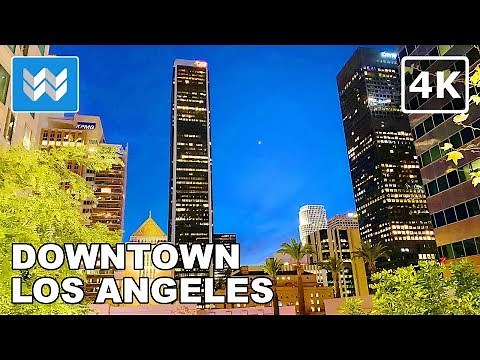 [4K] Downtown Los Angeles at Night - Walking Tour & Travel Guide 🎧 Binaural City Sound