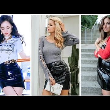 Patent leather & PVC mini skirts outfits for women and girls #2022