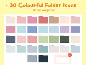 30 Colorful Folder Icons for Mac & PC , Aesthetic Desktop Organization, Digital Download, Icon Pack, Free Wallpaper, Cute Folder Icon - Etsy