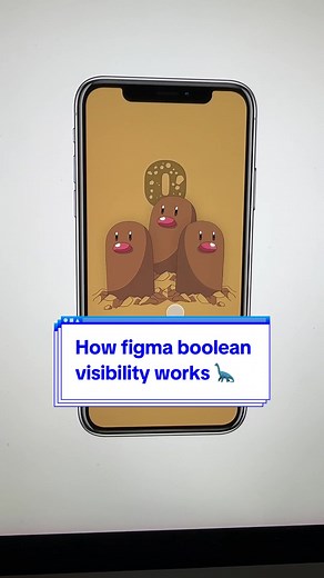 Replying to @Jonah Figma prototyping but... it's a pokemon clicker game. Did you know Figma boolean variables can show or hide layers? Using some variable logic and boolean visibility, you can make a diglette clicker game complete with evolution stages inside of a Figma Prototype! Check out my community page for the file 😘 #figmadesign #figma #figmatutorial