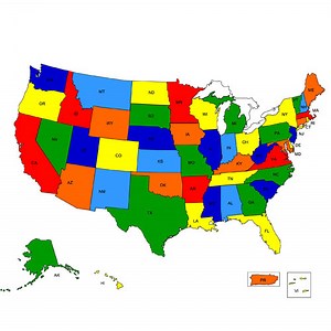 #1 USA Map with 50 Editable States and 2 Letter State Names, Plus an Editable Map for PowerPoint, Includes Printable PDF - Clip Art Maps