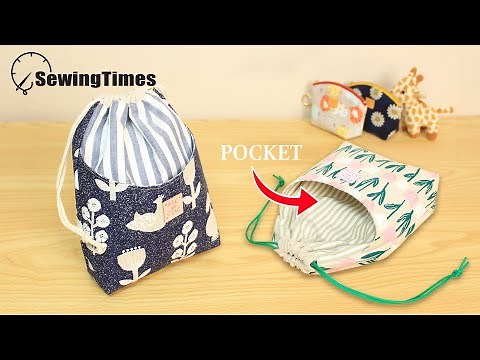 DIY Drawstring Bag with Front Pocket | Easy Sewing Tutorial