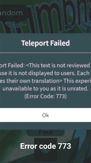 Error code 773