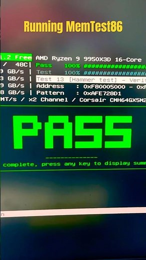 MemTest86 on Corsair Rgb Ram #pc #ram #corsair