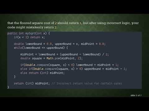 How to Implement Floored Square Root Using Binary Search in Java