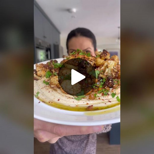 Spiced Roasted Potatoes, Cauliflower & Chickpeas with Creamy Hummus Recipe