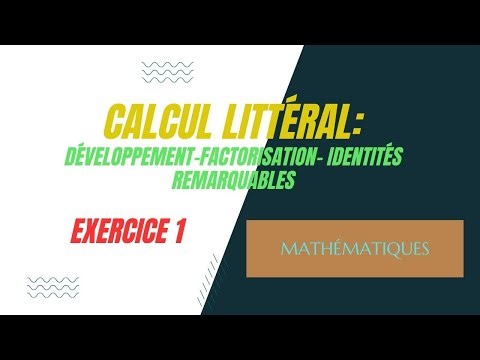 Calcul littéral : Exercice 1