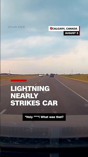 Lightning nearly strikes car