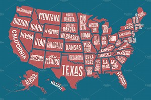 Map of United States of America, an Illustration by Foxys Graphic