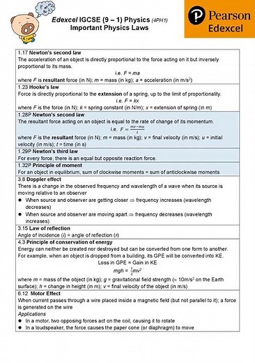 Edexcel IGCSE Physics (9-1) Important Laws in Physics (4PH1) #edexcel #igcse #physics #igcsephysics