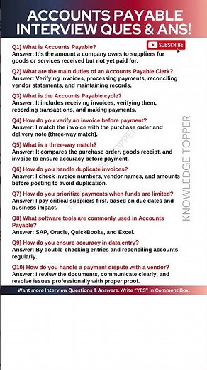 Accounts Payable Interview Questions and Answers