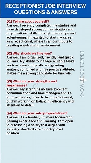 Receptionist Interview Questions and Answers
