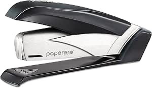 PaperPro BOSTITCH Spring-Powered Premium 28 Desktop Stapler - One Finger, No Effort - Black/Silver (1460)