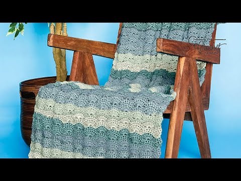 Crochet Blue Wavy Afghan Pattern | EASY | The Crochet Crowd