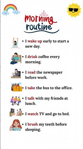 Learn Daily Routine in English 🕒 Step-by-Step Sentences for Beginners