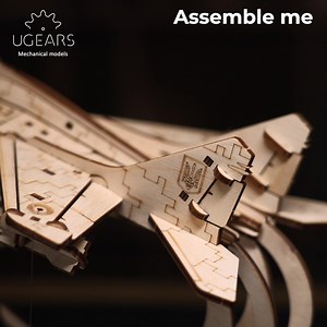 1.4K views · 171 reactions | Newest! Meet the Ghost of Kyiv Ukrainian Fighter by Ugears. This 3D DIY aircraft model kit has movable flaps, ailerons and rudders, and detachable missiles. Tensegrity design allows your fighter to stay suspended in the air, protecting the city below. Developed and manufactured in Ukraine. | Ugears | Facebook