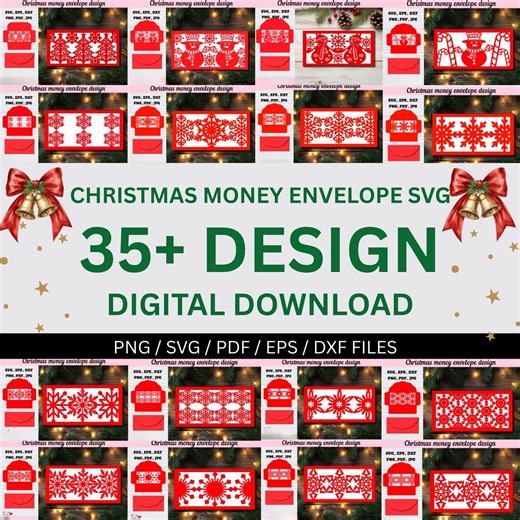 Christmas Money Envelope SVG | Laser Cut Gift Holder Bundle(digital DOWNLOAD) - Etsy