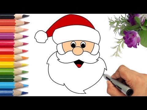 How to draw easy santa claus face step by step | kids christmas drawing | santa face
