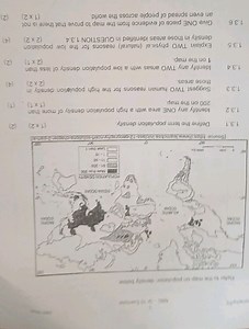Refer to the map on population density below.3.  1 Define the... | Filo