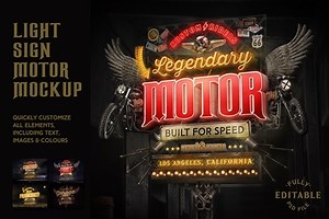 Light Sign Motorcycles Mockup 4149276 - FreePSDvn