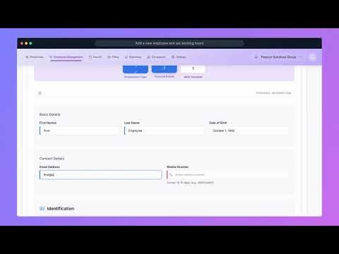 Add a new employee and set working hours