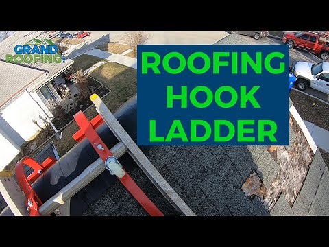 Rooftop safety how to work on a steep roof - with a hook ladder