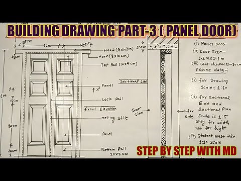 B.D. Part-3|| Panel Door Drawing || Type-2 For second year (3rd sem.) students.