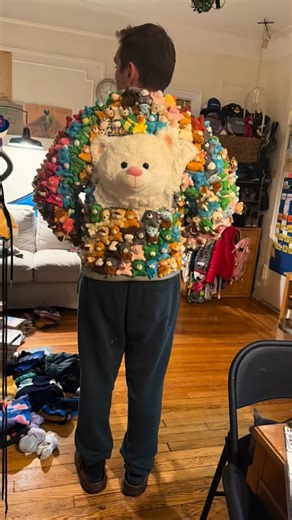 16 reactions · 6 comments | Cuddle Hoodie Complete! I picked up a $2 beautiful bear from the thrift store and turned them into the shining star of this piece. Now I need to figure out where I’m going to wear this!  Any ideas? #customclothing #teddybear #stuffedanimals #artclothes #joy | WonderSpark Puppets | Facebook