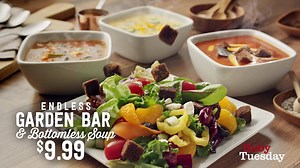 With our Endless Garden Bar and Bottomless Soup for just $9.99, there are no limits to your satisfaction. Price and participation may vary by location. | Ruby Tuesday