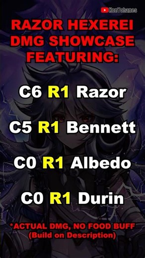 RAZOR HEXEREI DMG SHOWCASE #razor #albedo #durin #genshinimpact #genshin #genshinclip