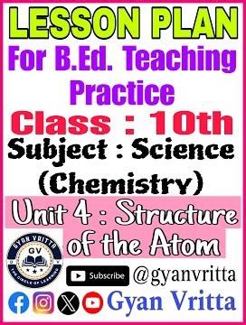 Class 9 Science Lesson Plan | Ch 4: Structure of the Atom | Atomic Models Thomson, Rutherford & Bohr