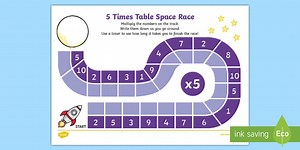 5 Times Table Space Race Worksheet