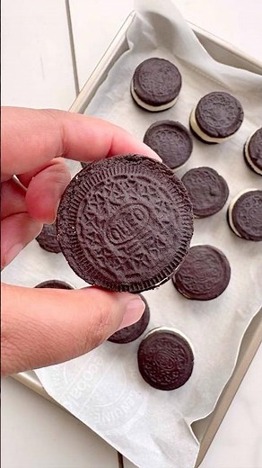Crispy on the outside, soft and chocolatey on the inside—our homemade Oreo Cookies.#Oreo cookies