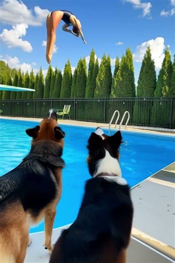 Professional Female Diver's Perfect Springboard Dive
