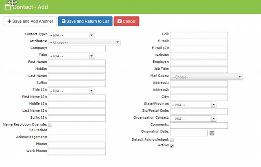 Contact Tab - DonorSnap Support