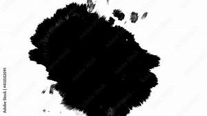 Black ink drops dripping on white paper. Beautiful black watercolor ink drops transition