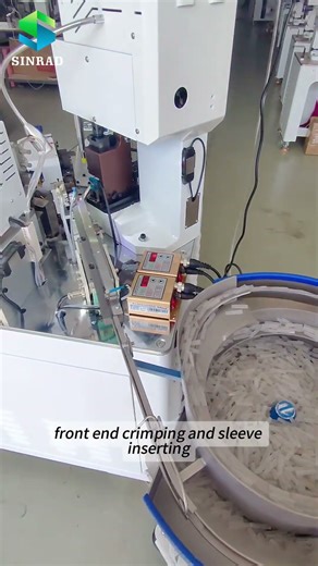 Crimping machine with sleeve inserting and twisting and tinning