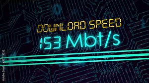 Speed test download upload network measurement animation footage 4k