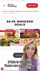 15 reactions · 3 comments | Get a sit-down meal for $9.99 this Fri-Sun! 6 oz Rib Eye, Cheeseburger, Cajun Chicken Pasta, or Endless Garden Bar! Coupon Code: WEEKEND | Ruby Tuesday | Facebook