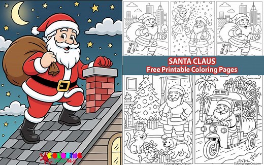 50+ Santa Claus Coloring Pages - Free Printable PDF & Online Coloring