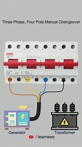 3.6K views · 80 reactions | Three phase, Four pole manual changeover switch connection with three phase generator and transformer #electrical #electric #electrician CNC Electric | Learn EEE | Facebook