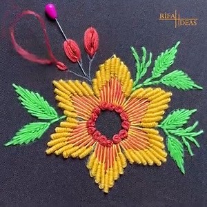 17K views · 600 reactions | Hello everyone, Today my new work about flower embroidery design with different types of stitches. In this video , using dmc thread,  pins, cotton fabric etc. #Embroidery #handembroidery | Rifahs ideas | Facebook