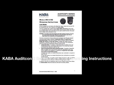 KABA Auditcon 2 Series 252 & 552 Operating Instructions