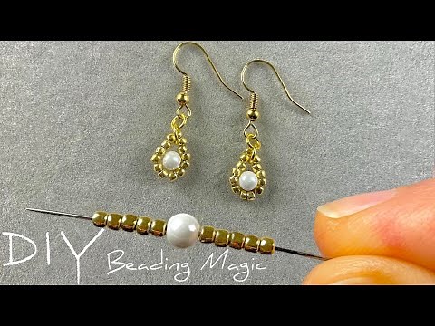 Easy Beaded Earrings Tutorial: DIY Seed Bead Earrings using Pearls | Beading Tutorials