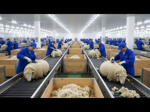 Inside the Sheep Wool Processing Factory – How Fleece Becomes Luxury Fashion Fabric | Full Process