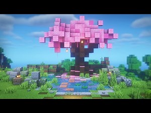Minecraft | How to Build a Cherry Blossom Tree and Koi Fish Pond / Garden | Relaxing Tutorial