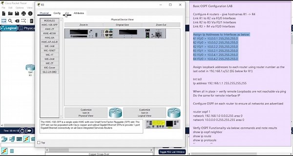 CCNA OSPF Configuration Lab | Single Area OSPF in Cisco Packet Tracer