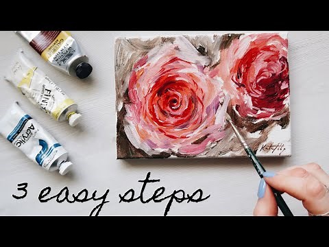 How to Paint a Rose in Acrylics 🌹3 Easy Steps