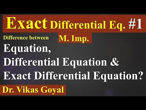 Exact Differential Equation #1 (V.Imp) in Hindi | Ordinary Differential Equations of First Order